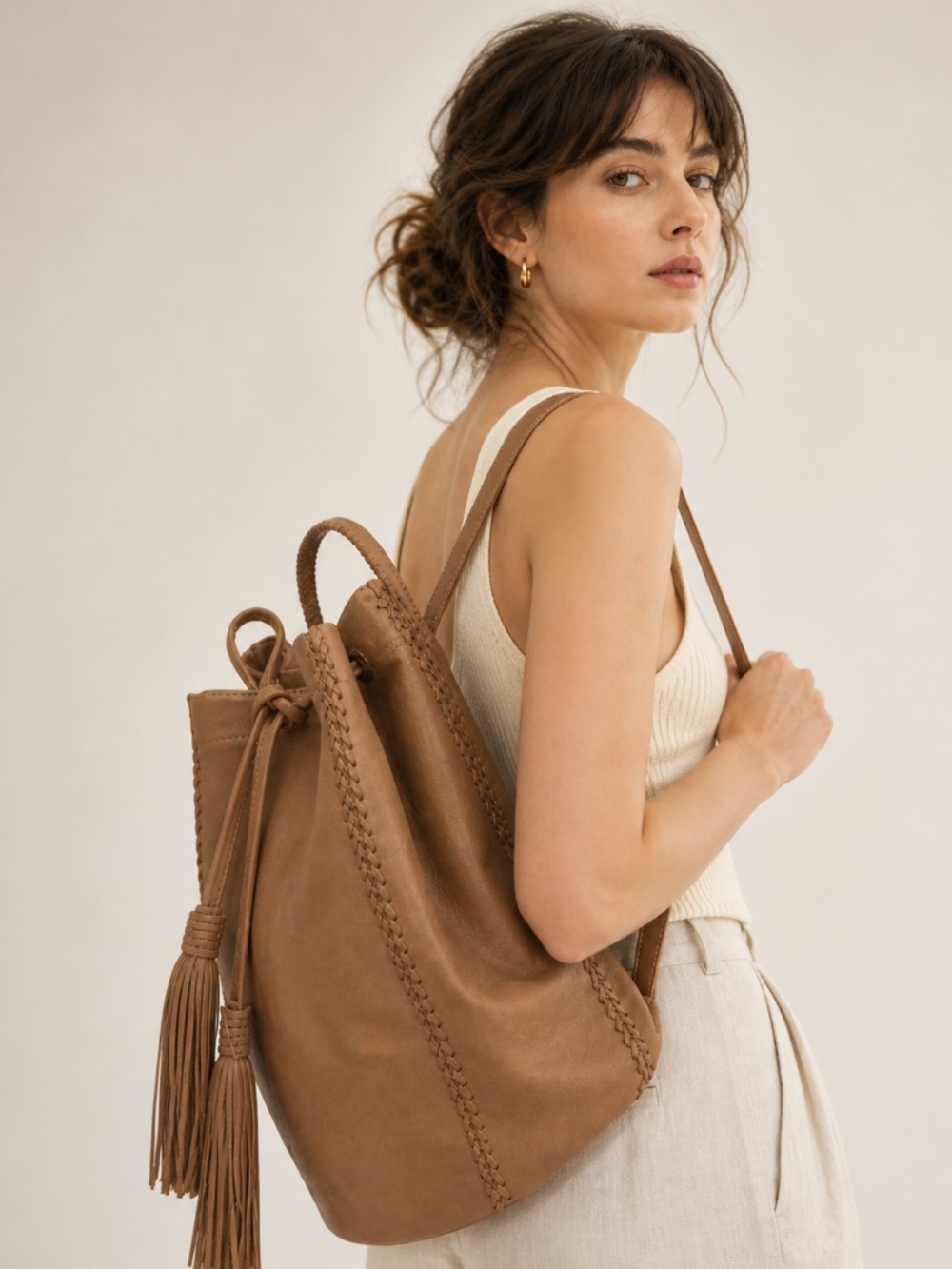 NWT Callista Crafts Signature Leather Tan Oak Backpack